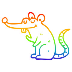rainbow gradient line drawing cartoon rat