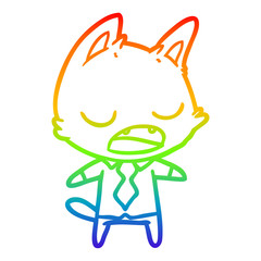 rainbow gradient line drawing talking cat boss