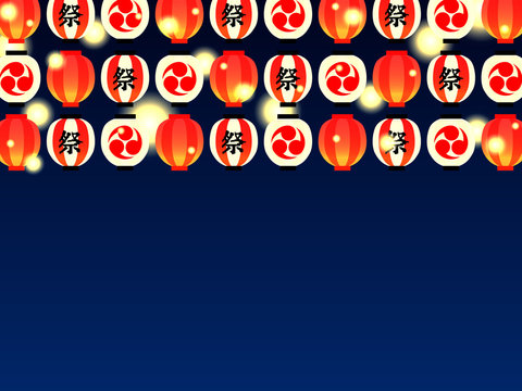 日本の夏祭りの提灯のイラスト背景