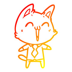 warm gradient line drawing happy cartoon cat