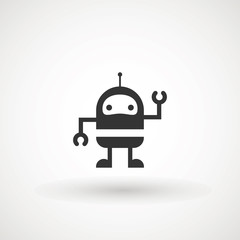 Bot icon. Cute smiling robot. Vector modern line character illustration isolated on white background. Outline robot sign design. Virtual online support. Artificial Intelligence AI .