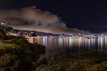 Smoke over Wellington City, New Zealand after New Years fireworks display