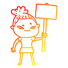 warm gradient line drawing cartoon woman