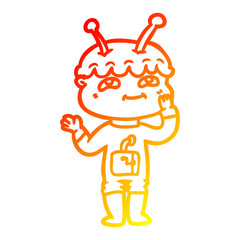 warm gradient line drawing surprised cartoon spaceman