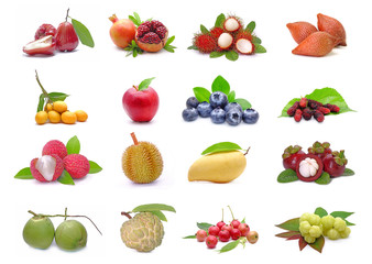 Set of fruits  isolated on white background