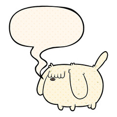 cute funny cartoon dog and speech bubble in comic book style