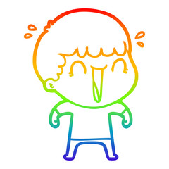 rainbow gradient line drawing laughing cartoon man