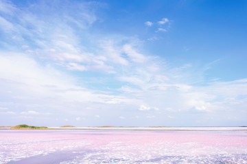 Beautiful pink lake, beautiful landscape view.
