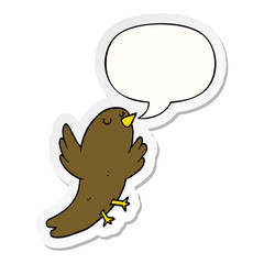 cartoon bird and speech bubble sticker