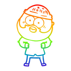 Obraz premium rainbow gradient line drawing cartoon bearded man