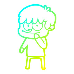 cold gradient line drawing happy cartoon man