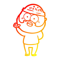 warm gradient line drawing cartoon bearded man
