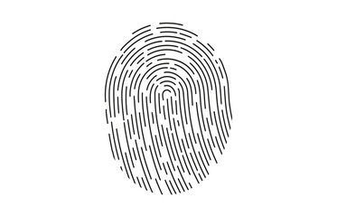 Fingerprint Logo. Fingerprint icon identification. Security and surveillance system element. Recognition biometric interface. Scanning fingerprints isolated on white background
