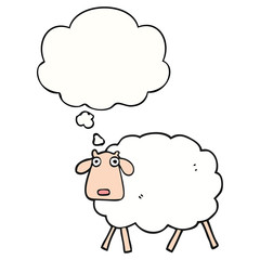 cartoon sheep and thought bubble