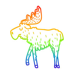 rainbow gradient line drawing cartoon moose