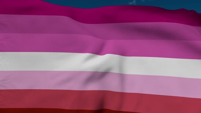 Lipstick lesbian pride flag flies in the wind