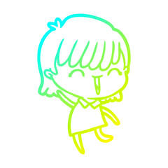 cold gradient line drawing cartoon woman