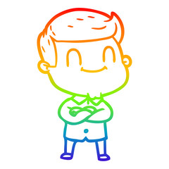 rainbow gradient line drawing cartoon friendly man