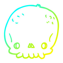 cold gradient line drawing cartoon skull