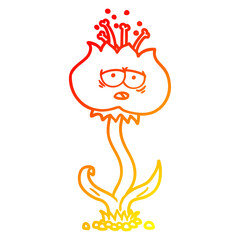 warm gradient line drawing cute cartoon flower