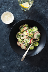 Bowl summer salad top view Tasty healthy food