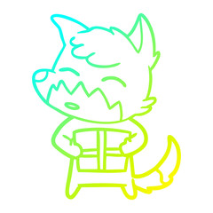 cold gradient line drawing cartoon fox