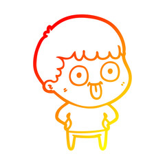 warm gradient line drawing cartoon dumb kid