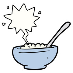 cartoon bowl of rice and speech bubble