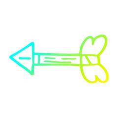 cold gradient line drawing cartoon arrow flying