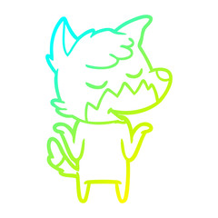 cold gradient line drawing friendly cartoon fox
