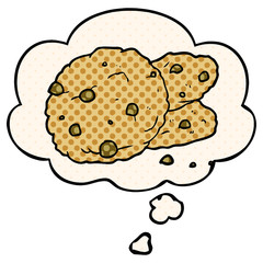 cartoon cookies and thought bubble in comic book style