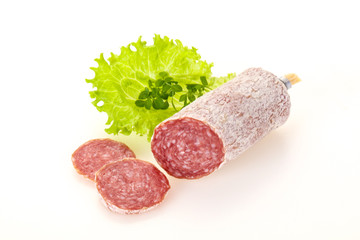 Italian dry Saliami pork sausage
