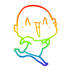 rainbow gradient line drawing happy cartoon bald man