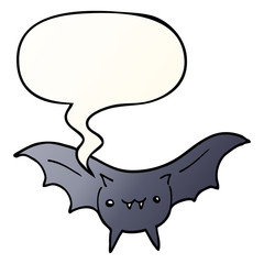 cartoon bat and speech bubble in smooth gradient style