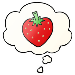 cartoon strawberry and thought bubble in smooth gradient style