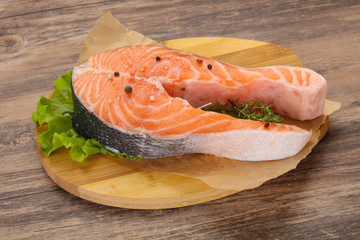 Raw salmon steak - ready for grill