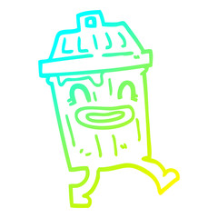 cold gradient line drawing cartoon waste bin