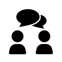 Talk people icon in flat style. Man with speech bubble illustration on white background. Talk chat business concept.