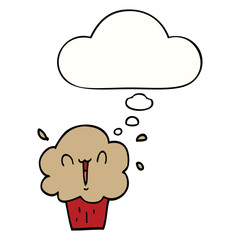 cartoon cupcake and thought bubble