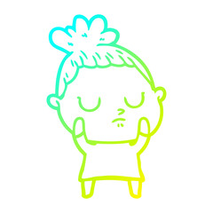 cold gradient line drawing cartoon calm woman