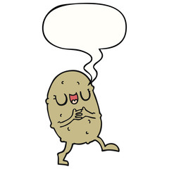 Obraz premium cartoon happy potato and speech bubble