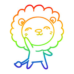 rainbow gradient line drawing cartoon lion