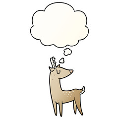cartoon deer and thought bubble in smooth gradient style
