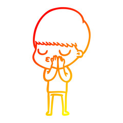 warm gradient line drawing cartoon calm boy