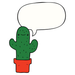 cartoon cactus and speech bubble