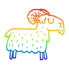 rainbow gradient line drawing cartoon stubborn goat