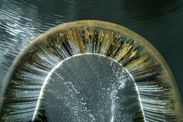 Semicircular funnel waterfall. View from above