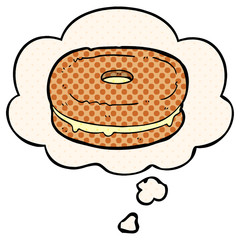 cartoon biscuit and thought bubble in comic book style