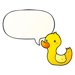 cartoon duck and speech bubble in smooth gradient style