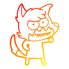 warm gradient line drawing cartoon grinning fox